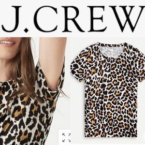 J. Crew Vintage T Leopard Print Short Sleeve T- shirt